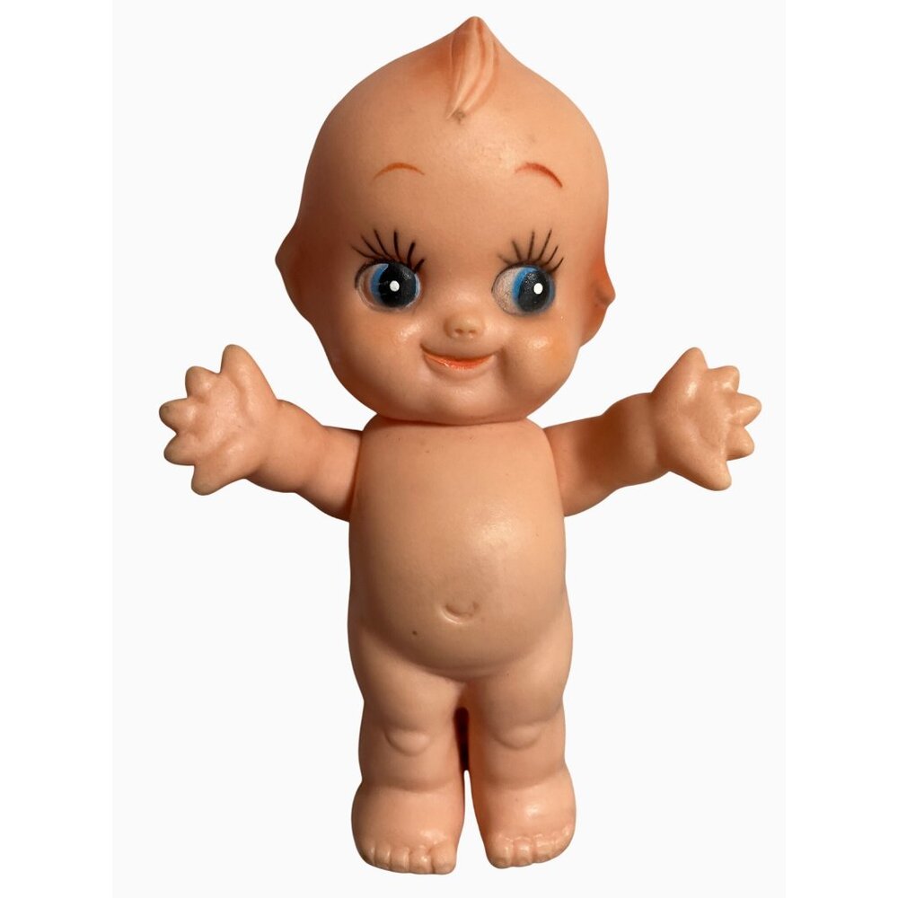 Kewpie Rubber Doll 4.5" Collectible Figure With Blue Eyes and Smiling Face